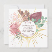 Pampas und Eukalyptus Neutrale Boho Schwangerschaf Ankündigung (Vorderseite)