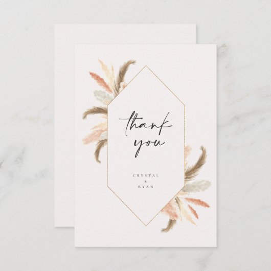 Pampas Vielen Dank Card Gold Crystal Wedding C100 Dankeskarte (Vorne/Hinten)