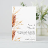 Pampas Vielen Dank für Ihre Hochzeitkarte Dankeskarte (Stehend Vorderseite)