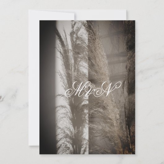 Pampas Wedding Romantic Script Einladung (Rückseite)