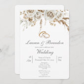 Pampas white boho Wedding invitation Einladung (Vorne/Hinten)