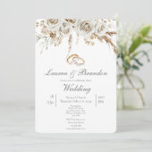 Pampas white boho Wedding invitation Einladung (Stehend Vorderseite)