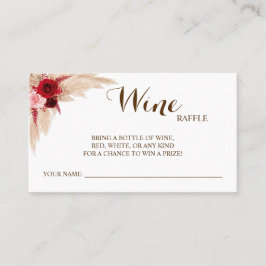 Pampas Wine Raffle Wedding Brautparty Card Platzkarte