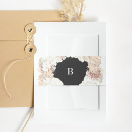 Pampas Wreath Modern White Elegante Monogram Simpl Einladungsbanderole