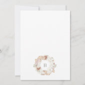 Pampas Wreath Moss Green Monogram Wedding Einladung (Rückseite)