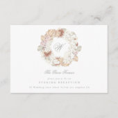 Pampas Wreath Moss Sage Green Monogram Elegant Begleitkarte (Vorderseite)