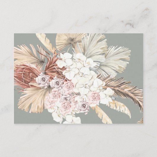 Pampas Wreath Moss Sage Green Monogram Elegant Begleitkarte (Rückseite)