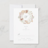 Pampas Wreath Moss Sage Green Monogram Elegant RSVP Karte (Vorderseite)