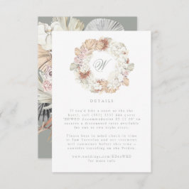 Pampas Wreath Moss Sage Green Monogram Elegant RSVP Karte