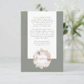 Pampas Wreath Moss Sage Green Monogram Simple Begleitkarte (Stehend Vorderseite)