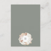 Pampas Wreath Moss Sage Green Monogram Simple Begleitkarte (Rückseite)