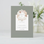 Pampas Wreath Moss Sage Green Monogram Simple RSVP Karte (Stehend Vorderseite)