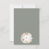 Pampas Wreath Moss Sage Green Monogram Simple RSVP Karte (Rückseite)