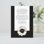 Pampas Wreath Onyx Black Premium Elegantes Monogra Begleitkarte (Stehend Vorderseite)