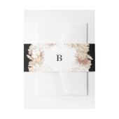 Pampas Wreath Onyx Black Premium Elegantes Monogra Einladungsbanderole (Vorderseite Beispiel)