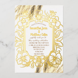 Pampasgras Blumen Boho Goldfolie Hochzeit Folieneinladung