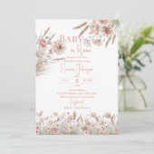 Pampasgras Blush Floral Einladung (Stehend Vorderseite)
