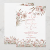 Pampasgras Blush Floral Einladung (Vorne/Hinten)