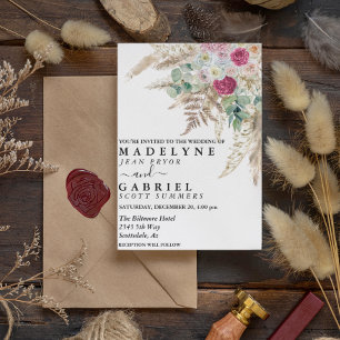 Pampasgras-Blüte Rosa Aquarell Boho Erdig Einladung