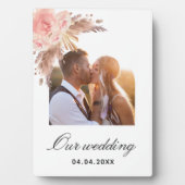 Pampasgras Blütenrosa Hochzeit Fotoplatte (Vorderseite)