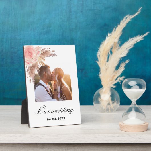 Pampasgras Blütenrosa Hochzeit Fotoplatte (Seite)