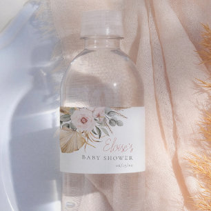 Pampasgras Boho Elegant Mädchen Baby-Party Wasserflaschenetikett