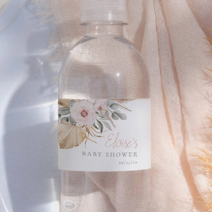 Pampasgras Boho Elegant Mädchen Baby-Party Wasserflaschenetikett
