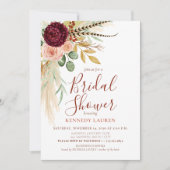 Pampasgras Boho Floral Brautparty QR-Code Einladung (Vorderseite)