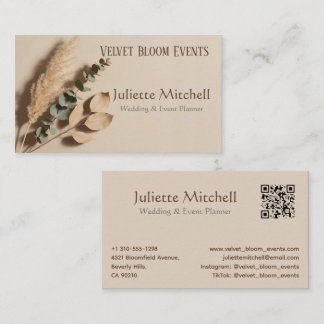 Pampasgras Boho Hochzeitsplaner Geschäftskarte Visitenkarte