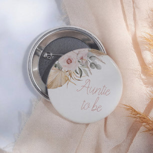 Pampasgras Boho Mädchen Baby Shower Tante in spe Button