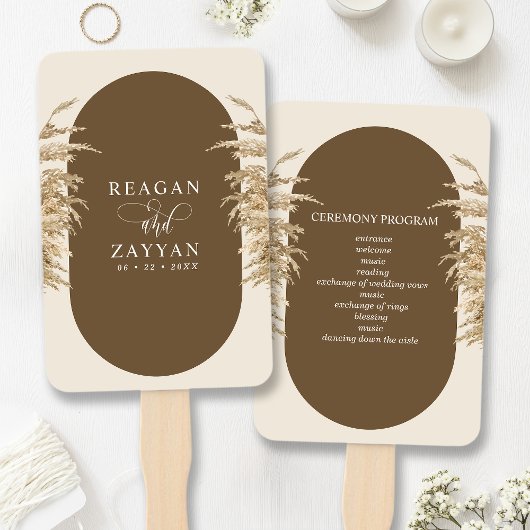 Pampasgras Erdige Boho-Hochzeitsprogramm Fächer