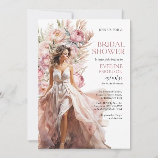 Pampasgras-Eukalyptus Einladung (Vorderseite)