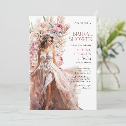 Pampasgras-Eukalyptus Einladung (Stehend Vorderseite)