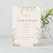 Pampasgras Hochzeitsprogramm Einladung (Stehend Vorderseite)