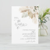 Pampasgras, modern bohagelgrün einladung (Stehend Vorderseite)