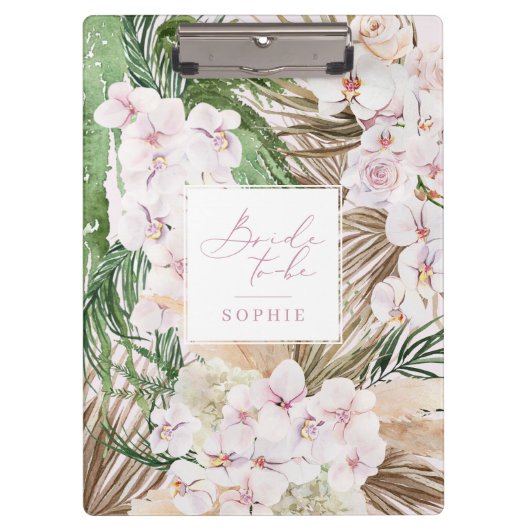 Pampasgras, orchide, tropische Blattbrauerei Klemmbrett (Vorderseite)