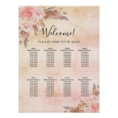 Pampasgras Rosa Blumenmuster Sitzkarte Poster (Vorderseite)