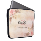 Pampasgras Rosa Flora Monogramm Laptopschutzhülle (Vorne Rechts)
