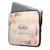 Pampasgras Rosa Flora Monogramm Laptopschutzhülle (Vorderseite Links)