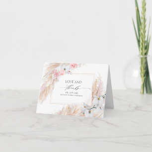 Pampasgras Rosa Florale Hochzeits-Dankeskarten Dankeskarte