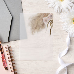 Pampasgras Rosa Florale Wasserfarben Pergament Einladungen