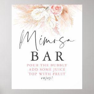 Pampasgras Rosa Florales Mimosa-Bar-Schild Poster