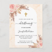 Pampasgras-Rose, goldfarbener Marmor Einladungspostkarte (Vorderseite)