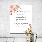 Pampasgras-Rosen-Blumen-Hochzeitsprogramm-Zeitplan Poster