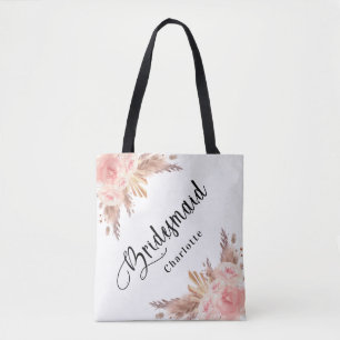Pampasgras Rosen Gold Blumen Brautjungfer Hochzeit Tasche