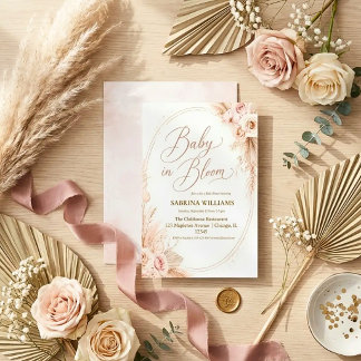 Pampasgras rustikale boho-Baby-in-Bloom-Baby-Party Einladung