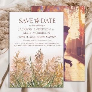 Pampasgras Rustikale Botanische Boho-Hochzeit  Save The Date