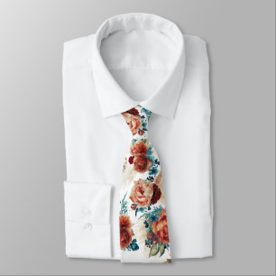 Pampasgras Teal Blau Terrakotta Floral Elegant Krawatte