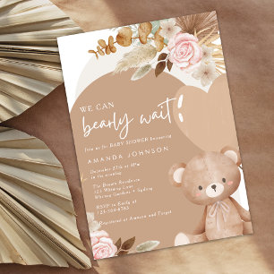 Pampasgras-Teddybär geschlechtsneutrale Babyparty Einladung
