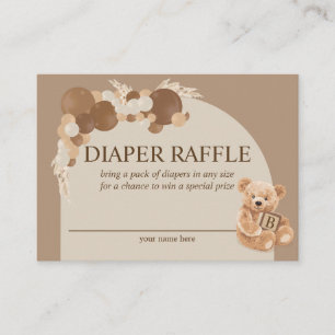 Pampasgras-Teddybär-Windel-Raffle  Begleitkarte